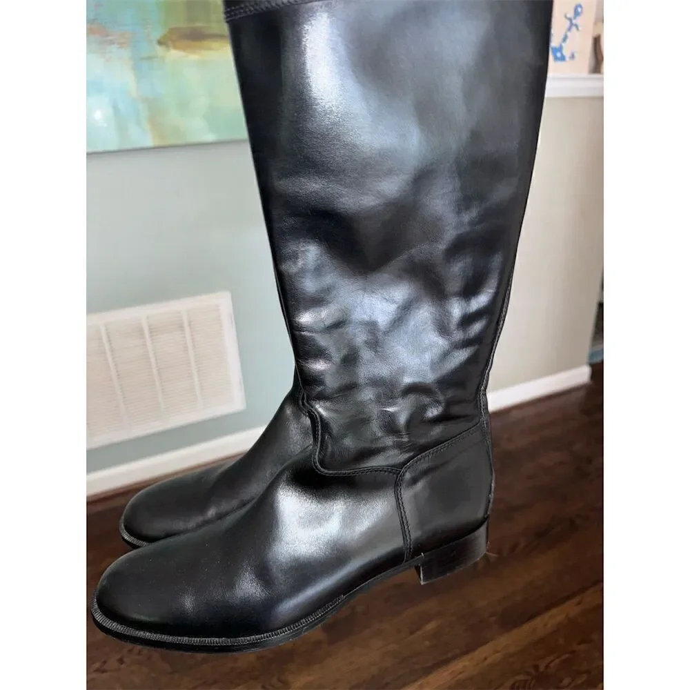 Fratelli‎ Rossetti Women's Knee-High Black Leather Riding Boots Size 9.5
